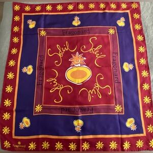 Fragonard Silk Scarf French Perfume Designer Soleil 35” Square Art Deco